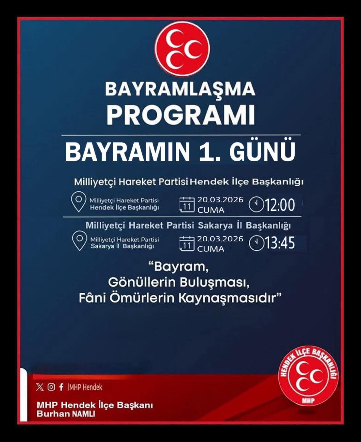 Mhp Hendek'te bayramlaşma Bayramın 1. günü