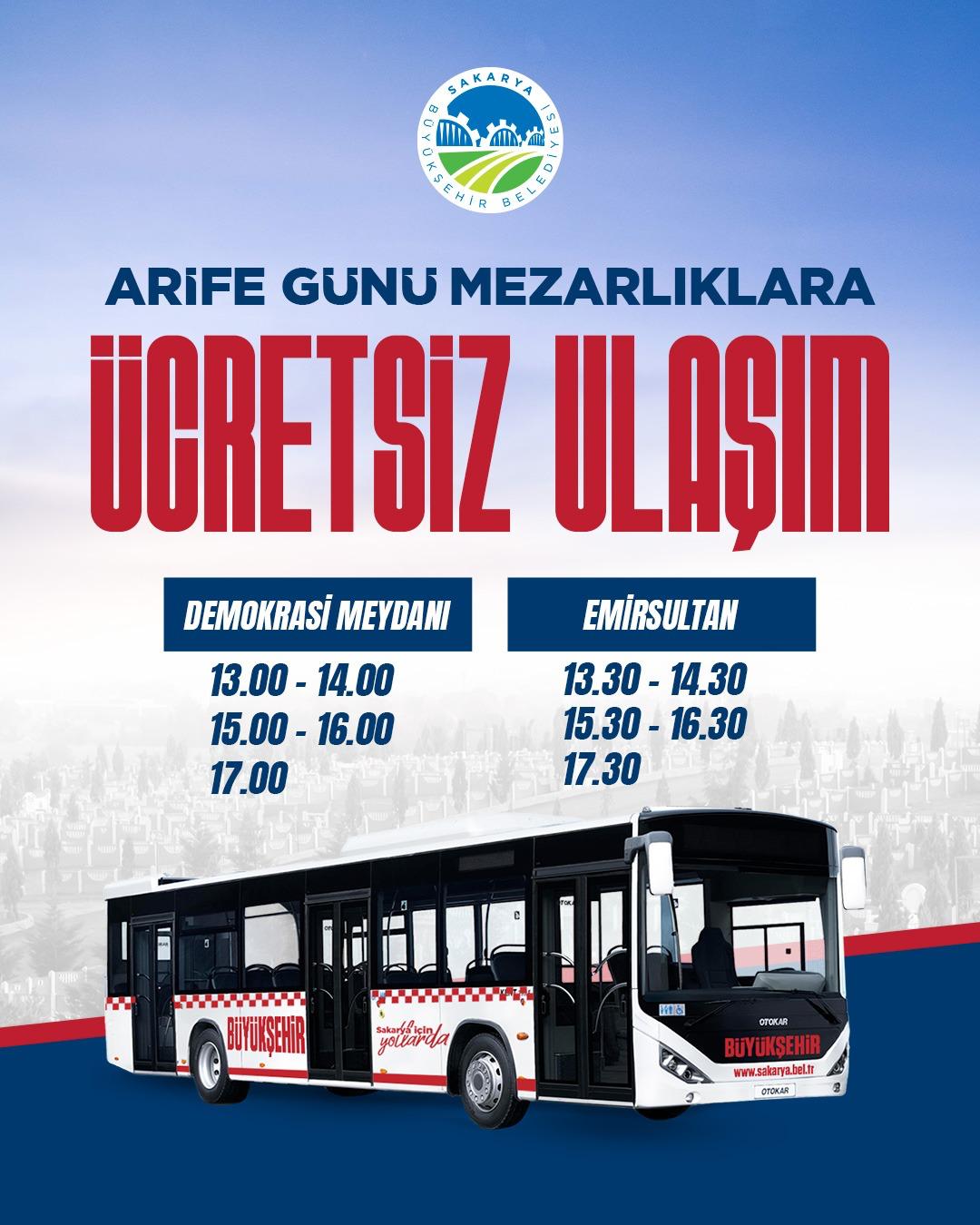  Büyükşehir’den arefe günü mezarlıklara ücretsiz ulaşım